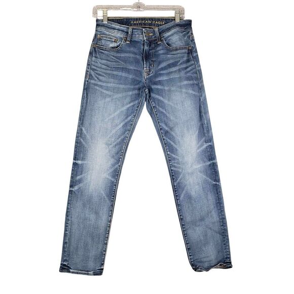 American Eagle Jeans 28 AE Air Flex Stretch Slim Straight Denim Men’s Size 28X30 - Picture 2 of 13